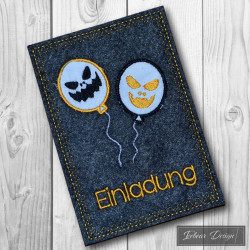 Stickdatei - ITH Postkarte Einladung Halloween Ballons